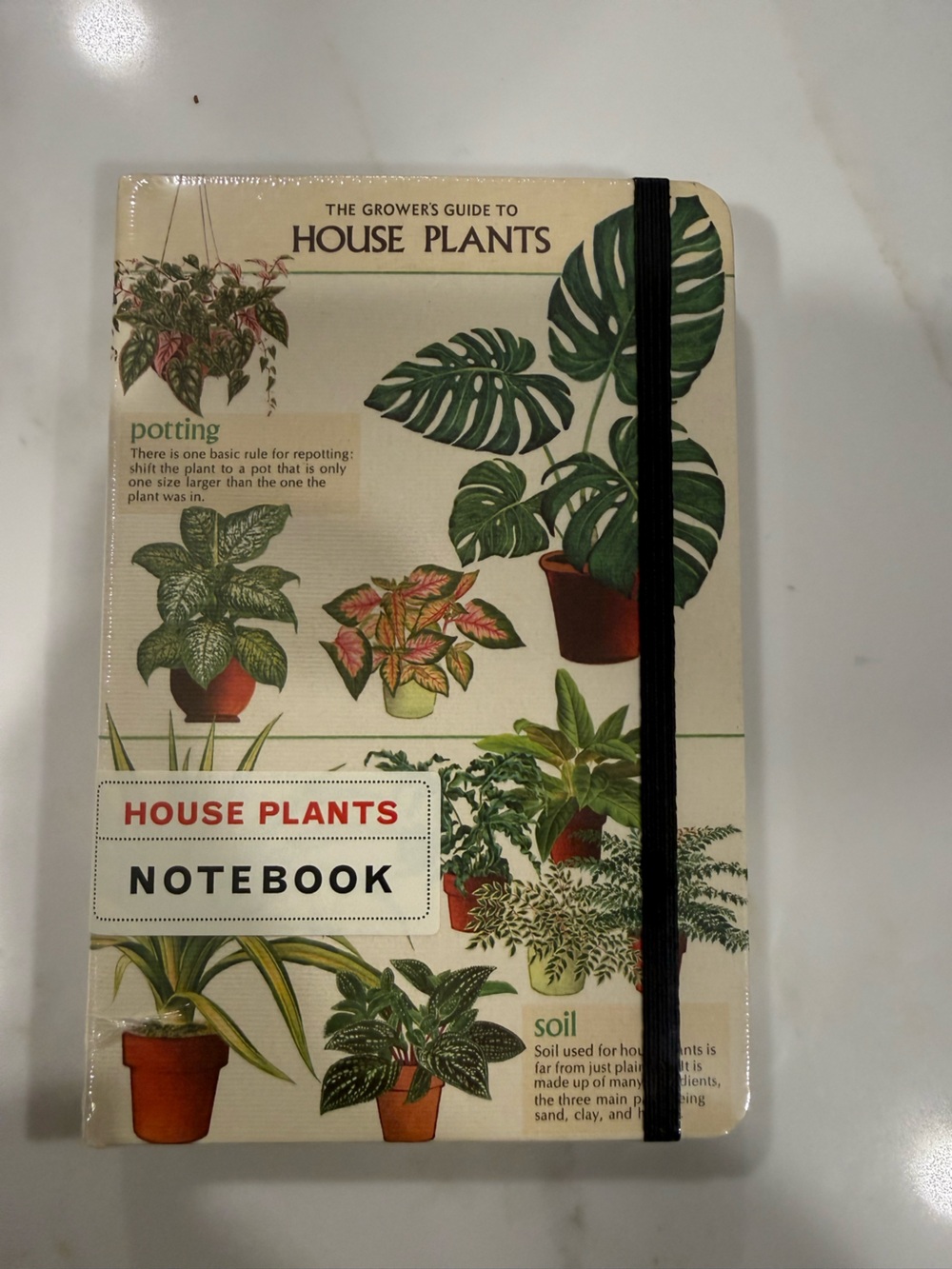 Cavalini Cream & Green House Plants Notebook with Black Elastic